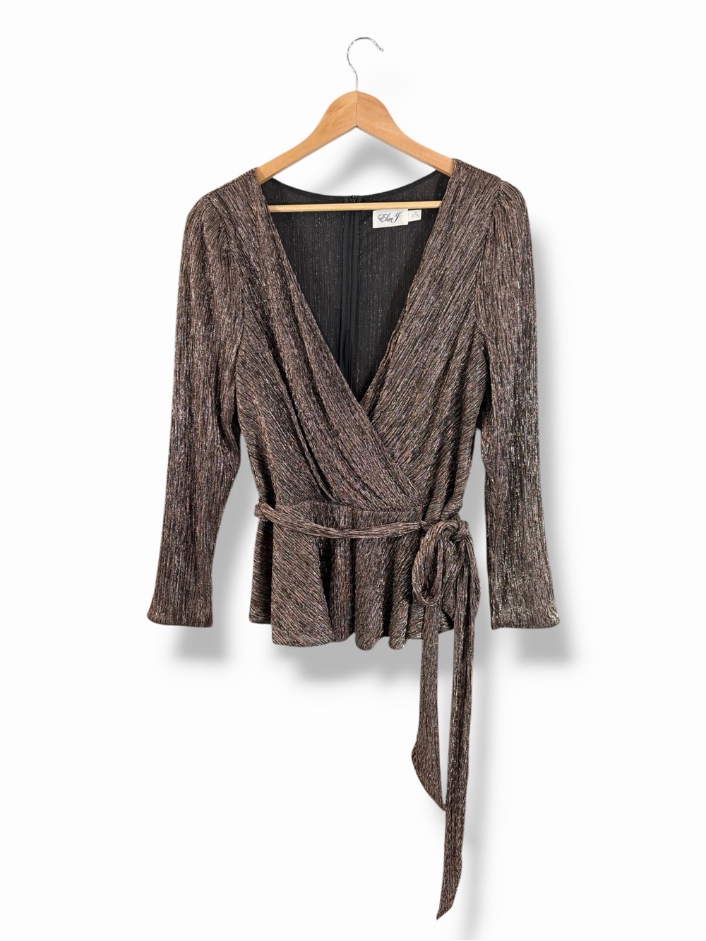 Eliza J Metallic Faux Wrap Party Top Plus Size 18 Bronze Shimmer Holiday Wedding